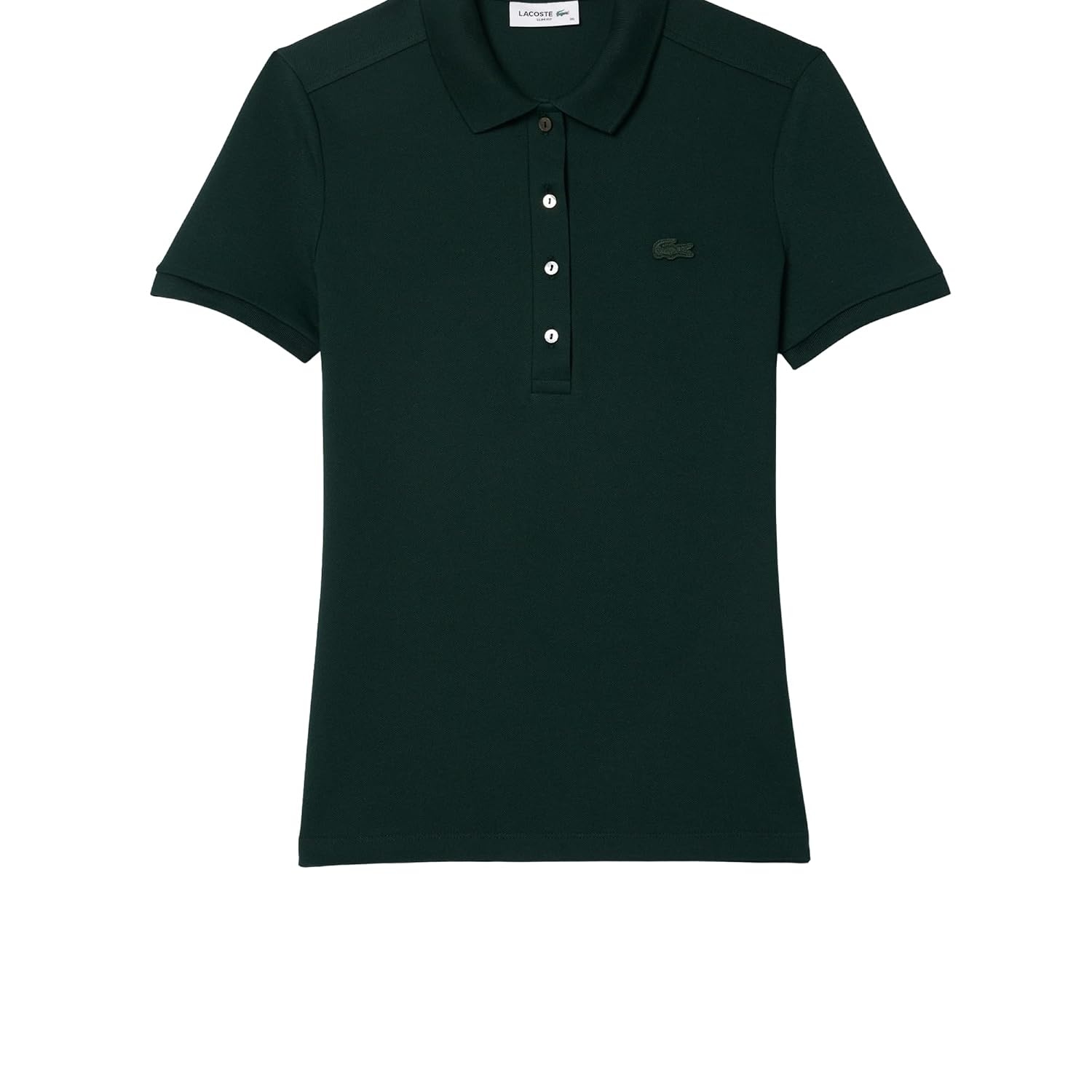 image:imageLacoste Womens Short Sleeve Slim Fit Stretch Pique Polo ShirtForest Green