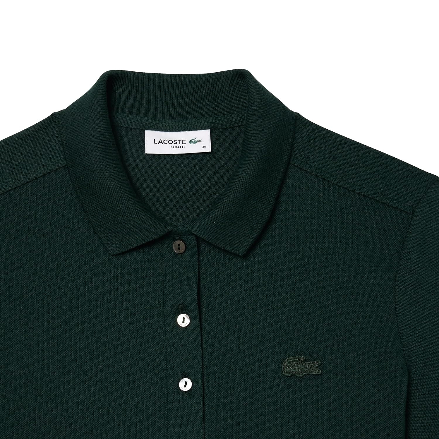 image:imageLacoste Womens Short Sleeve Slim Fit Stretch Pique Polo ShirtForest Green