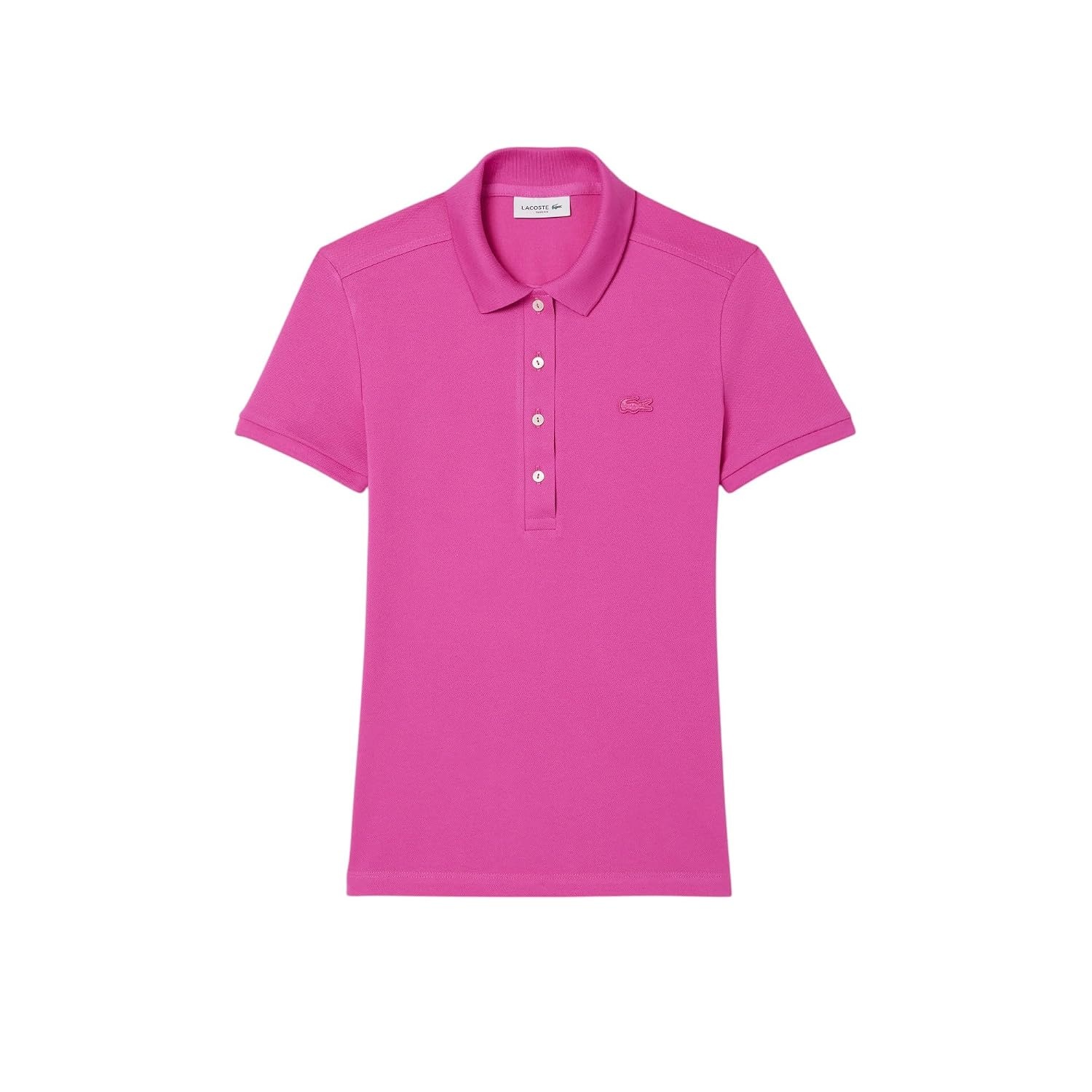 image:imageLacoste Womens Short Sleeve Slim Fit Stretch Pique Polo ShirtFuchsia