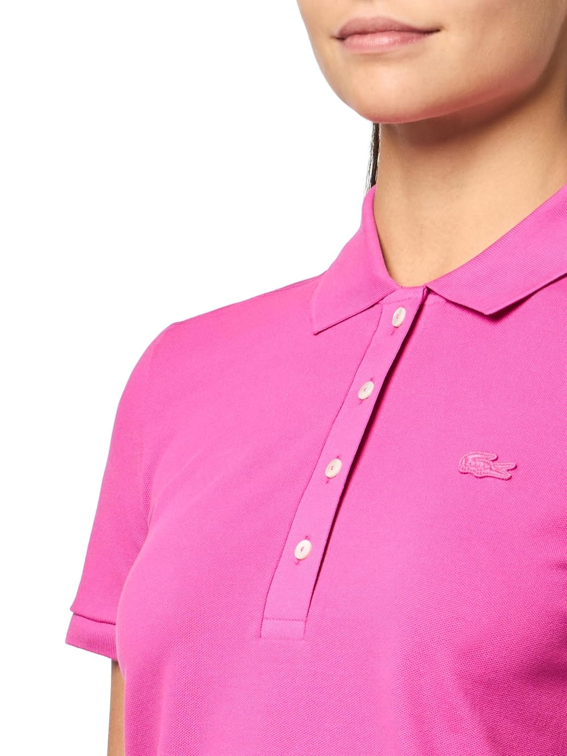image:imageLacoste Womens Short Sleeve Slim Fit Stretch Pique Polo ShirtFuchsia