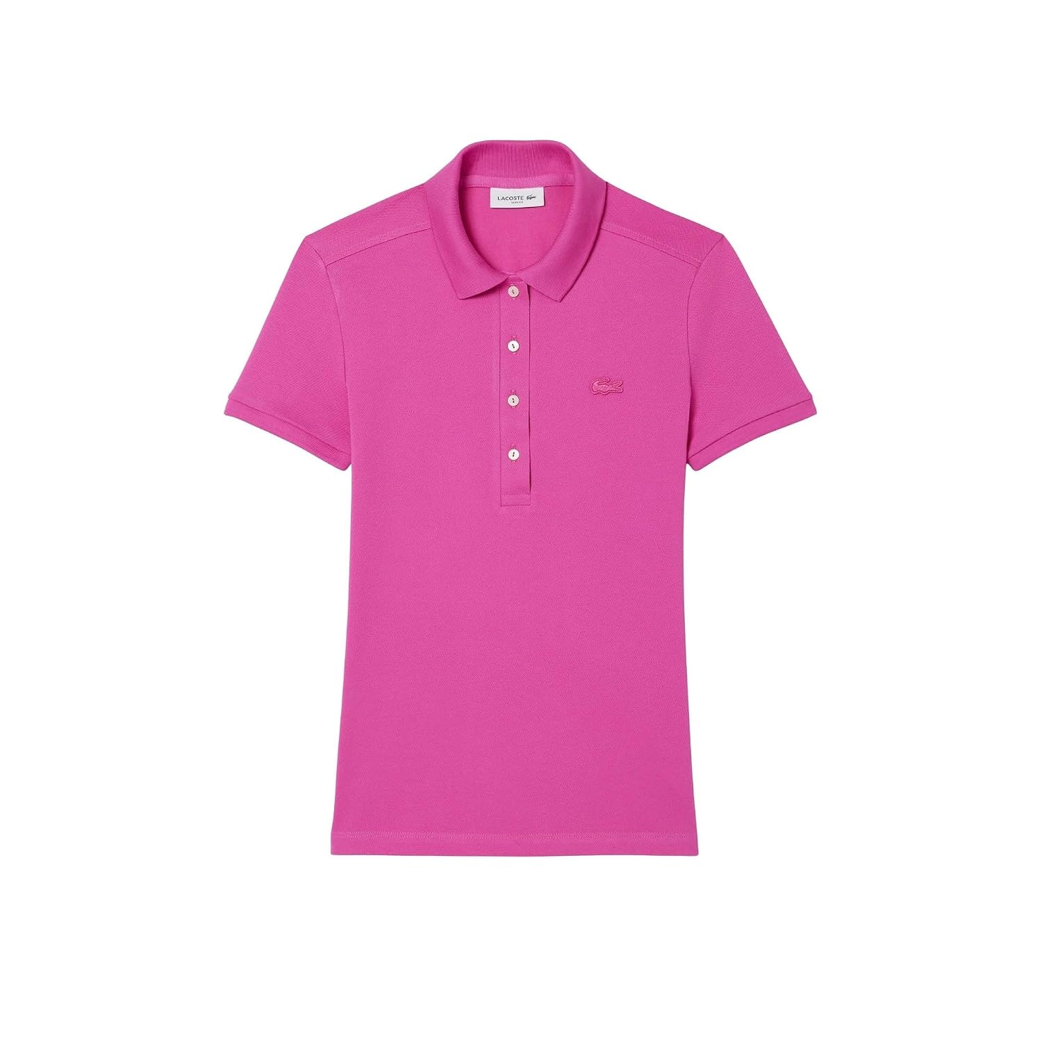 image:imageLacoste Womens Short Sleeve Slim Fit Stretch Pique Polo ShirtFuchsia