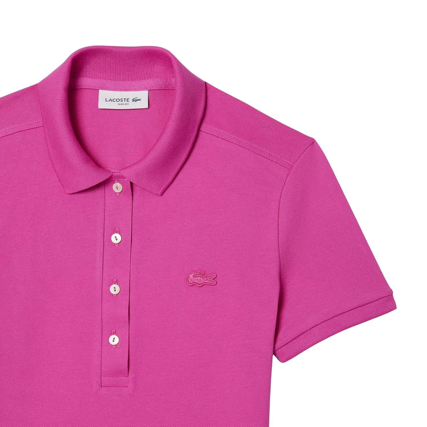 image:imageLacoste Womens Short Sleeve Slim Fit Stretch Pique Polo ShirtFuchsia
