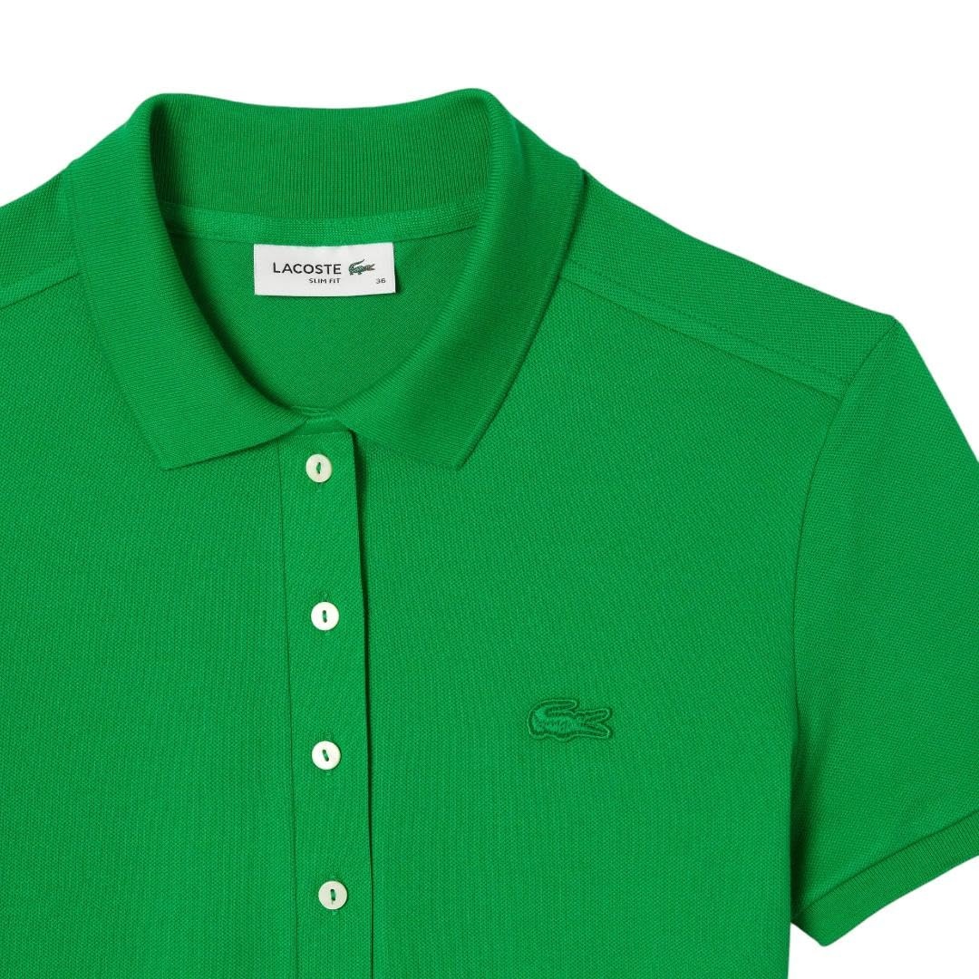 image:imageLacoste Womens Short Sleeve Slim Fit Stretch Pique Polo ShirtGreen