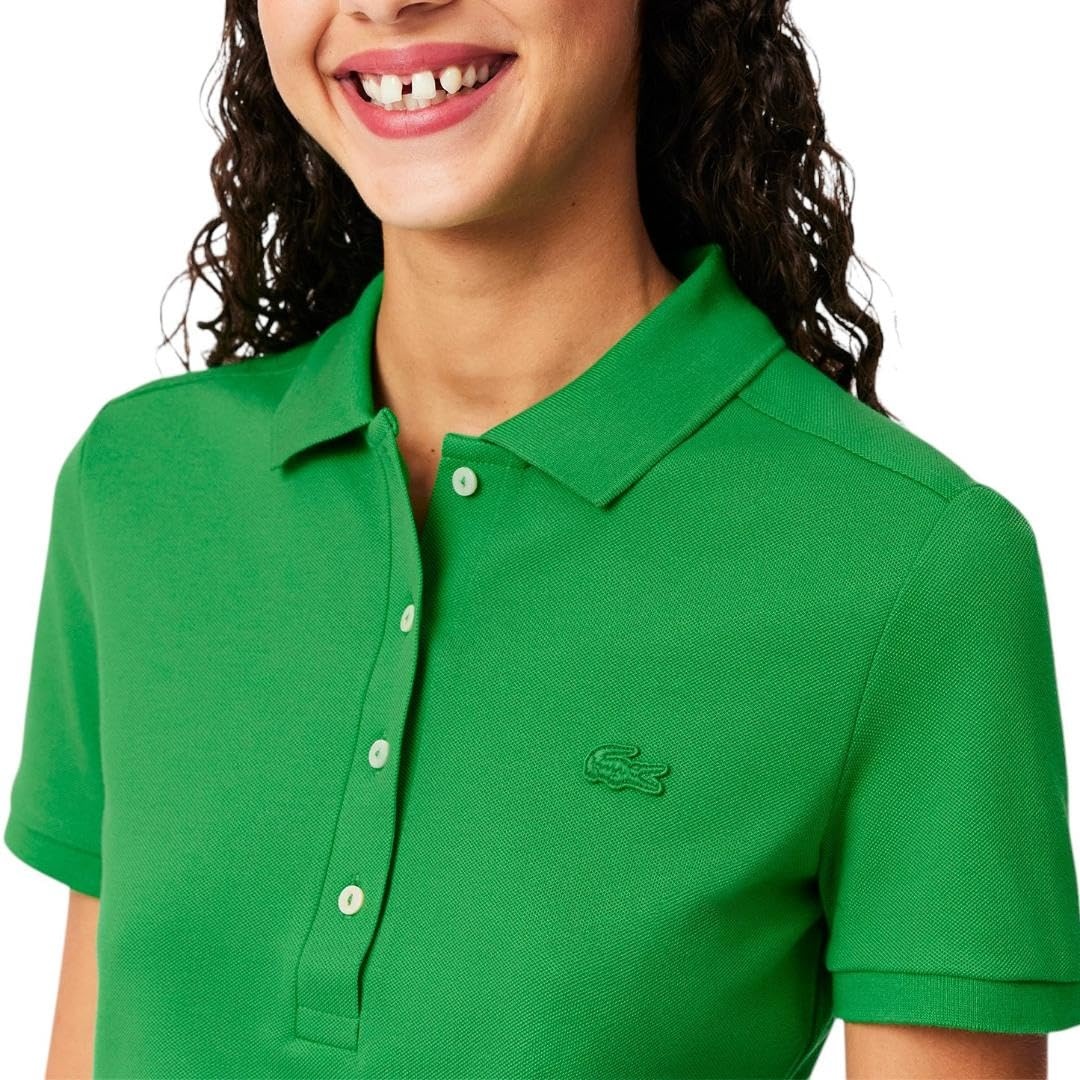 image:imageLacoste Womens Short Sleeve Slim Fit Stretch Pique Polo ShirtGreen