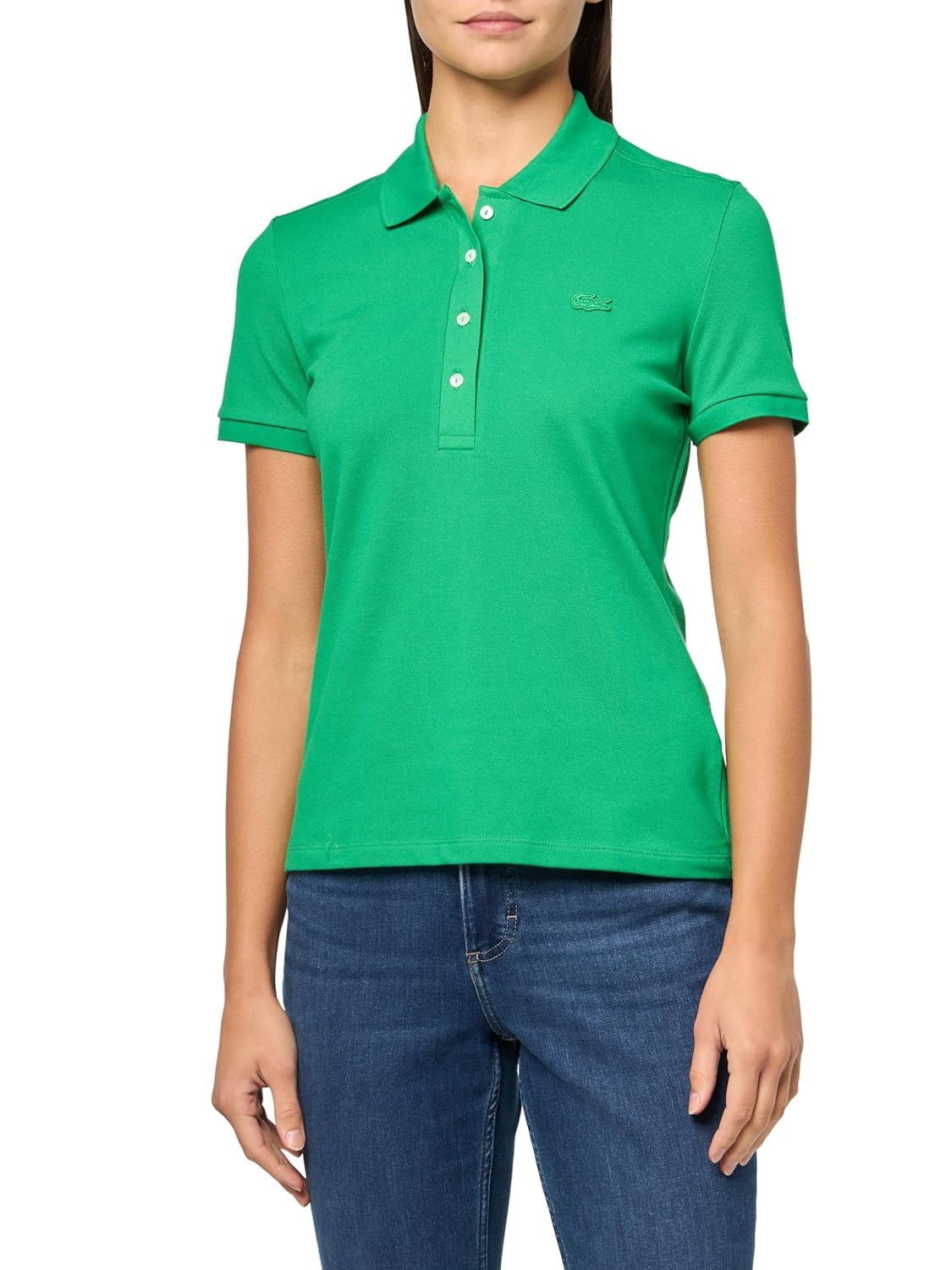 image:imageLacoste Womens Short Sleeve Slim Fit Stretch Pique Polo ShirtGreen