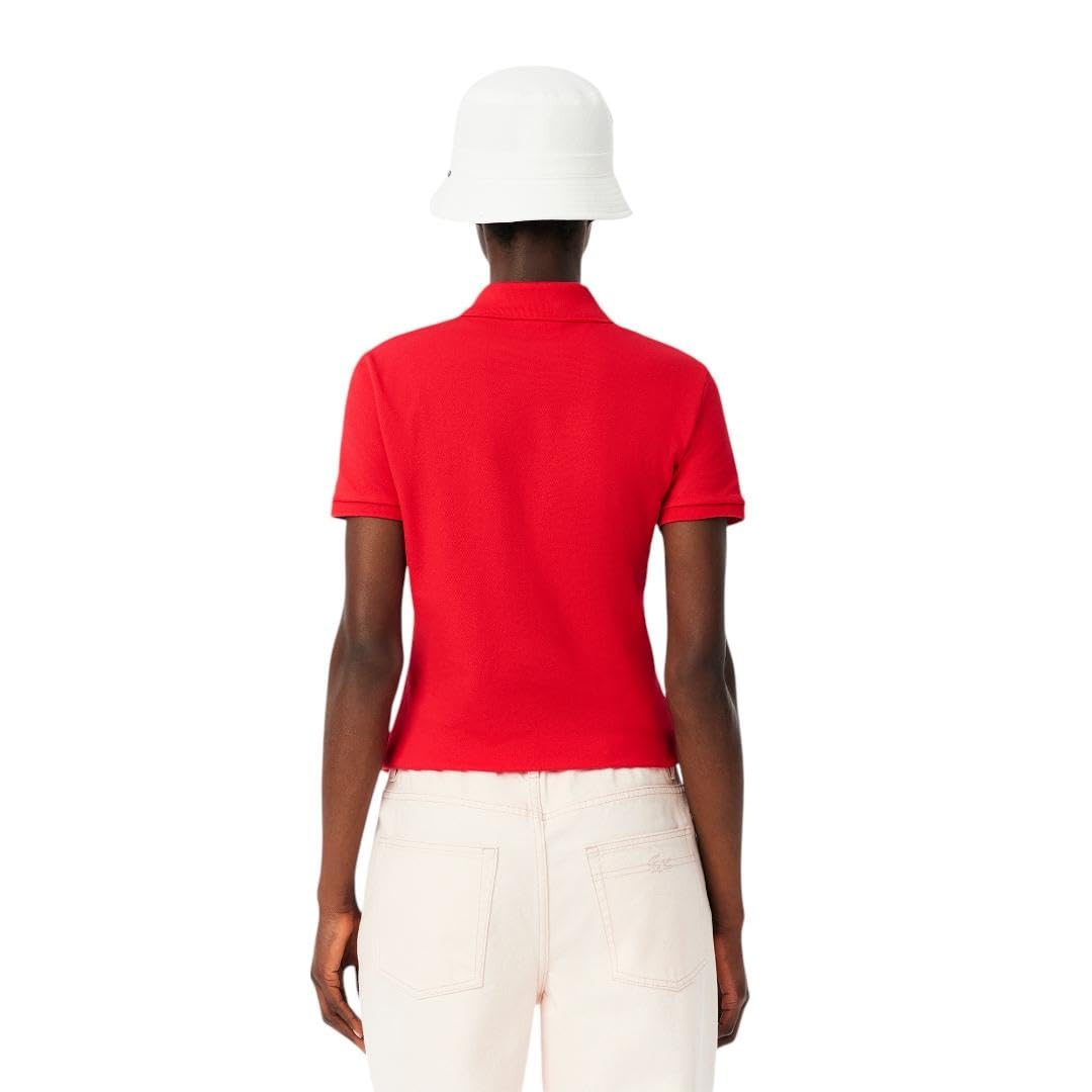 image:imageLacoste Womens Short Sleeve Slim Fit Stretch Pique Polo ShirtGrenadine Red