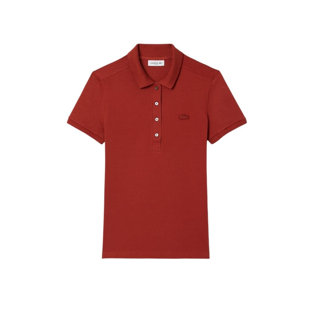 image:imageLacoste Womens Short Sleeve Slim Fit Stretch Pique Polo ShirtIberis Red