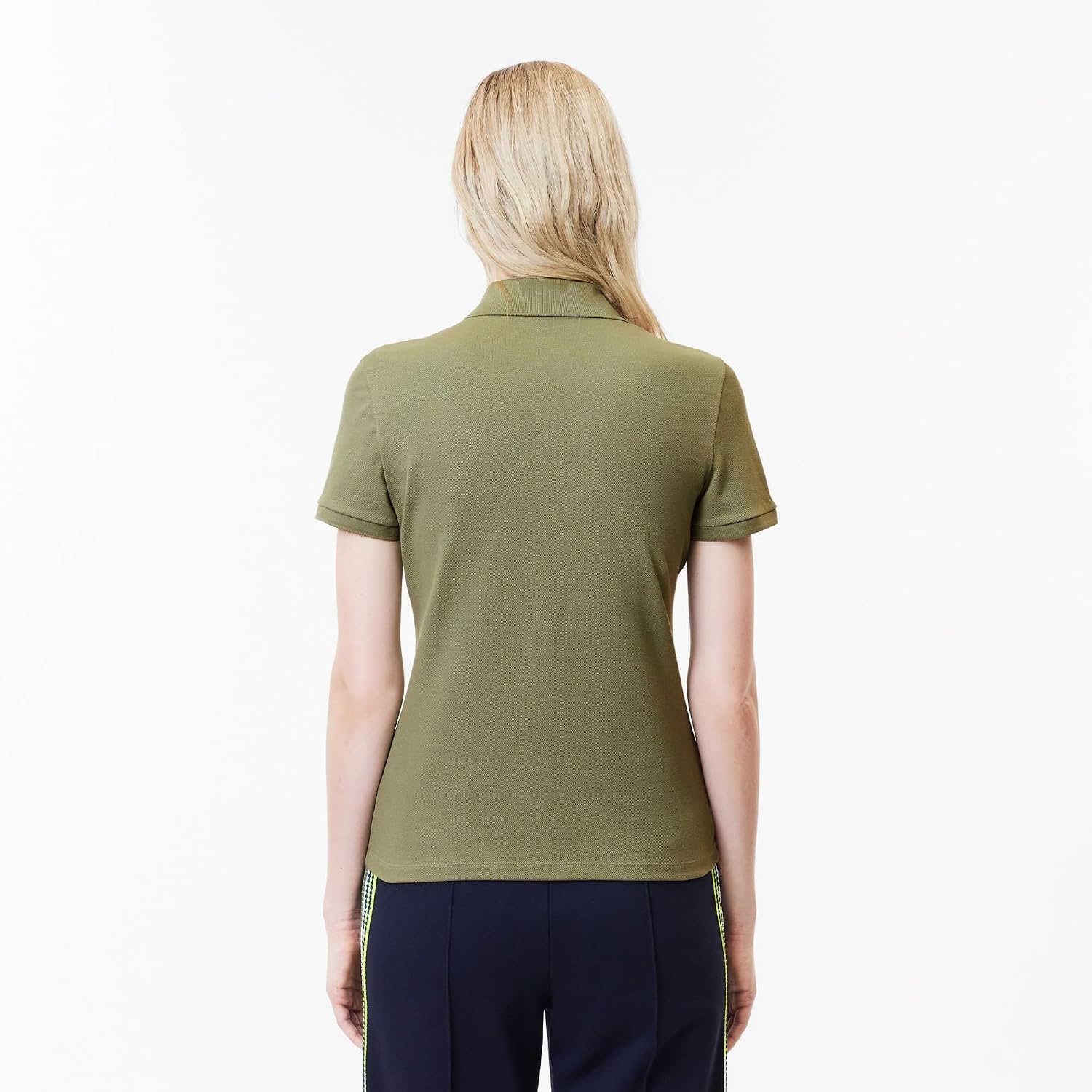 image:imageLacoste Womens Short Sleeve Slim Fit Stretch Pique Polo ShirtKhaki