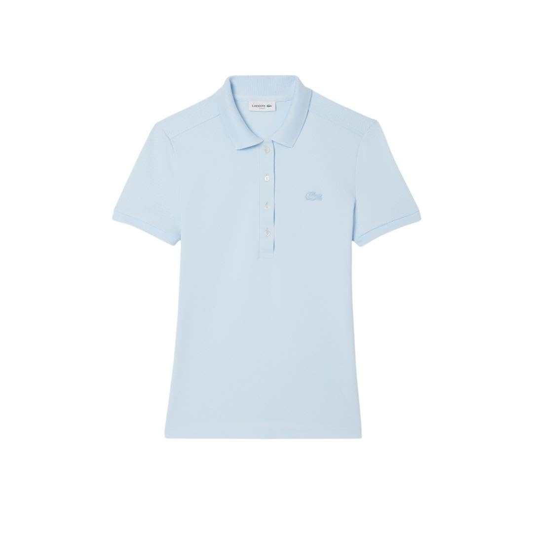 image:imageLacoste Womens Short Sleeve Slim Fit Stretch Pique Polo ShirtPastel Blue