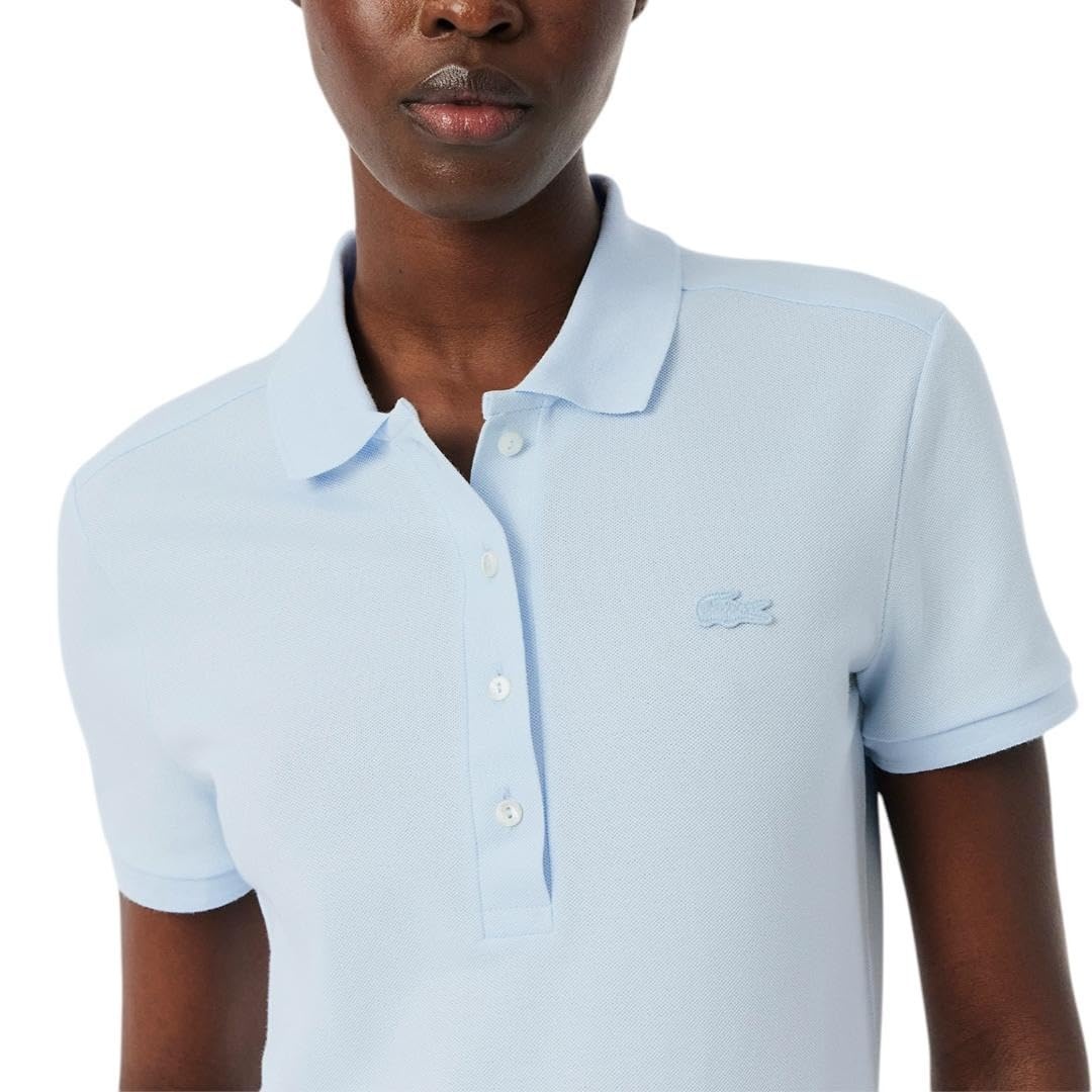 image:imageLacoste Womens Short Sleeve Slim Fit Stretch Pique Polo ShirtPastel Blue