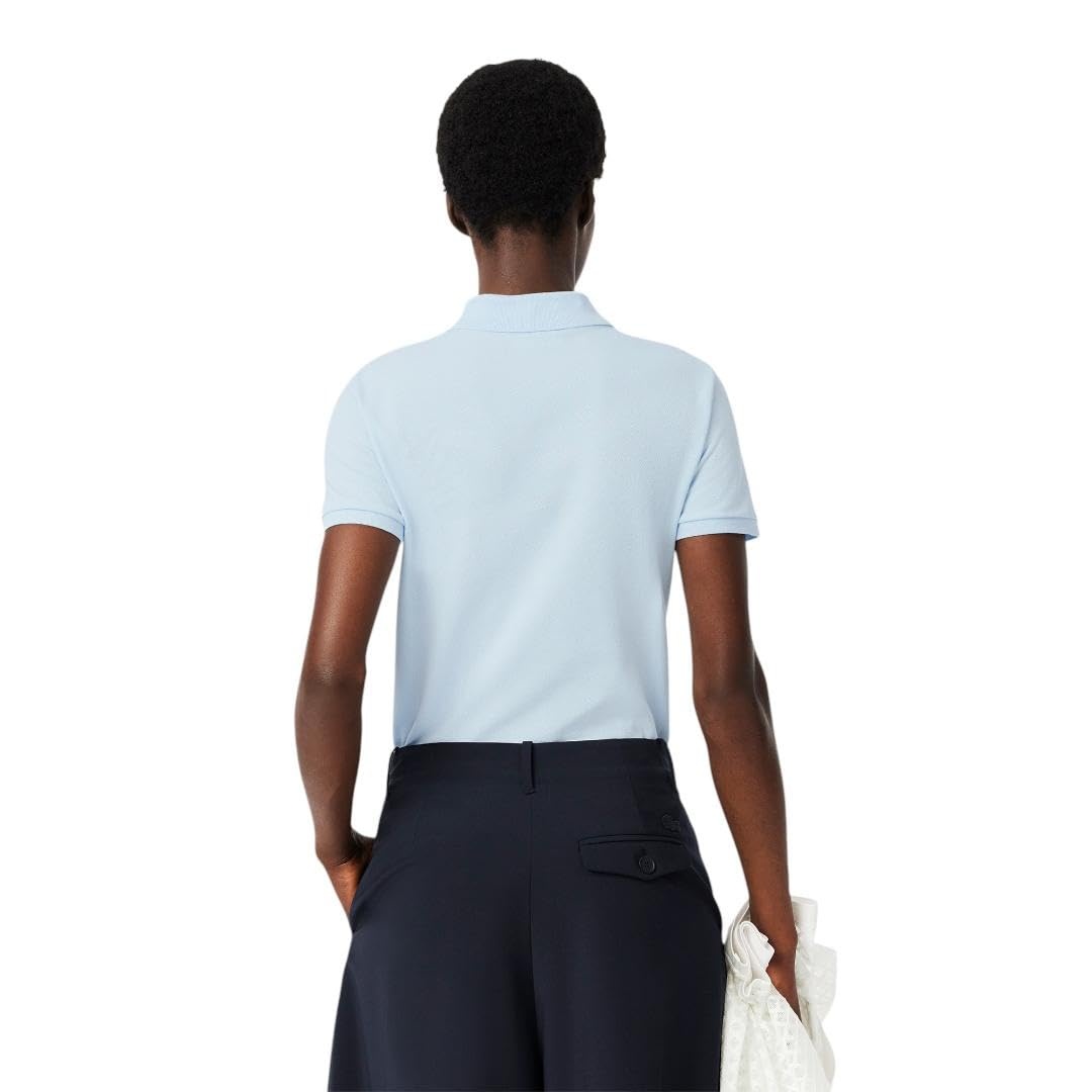 image:imageLacoste Womens Short Sleeve Slim Fit Stretch Pique Polo ShirtPastel Blue