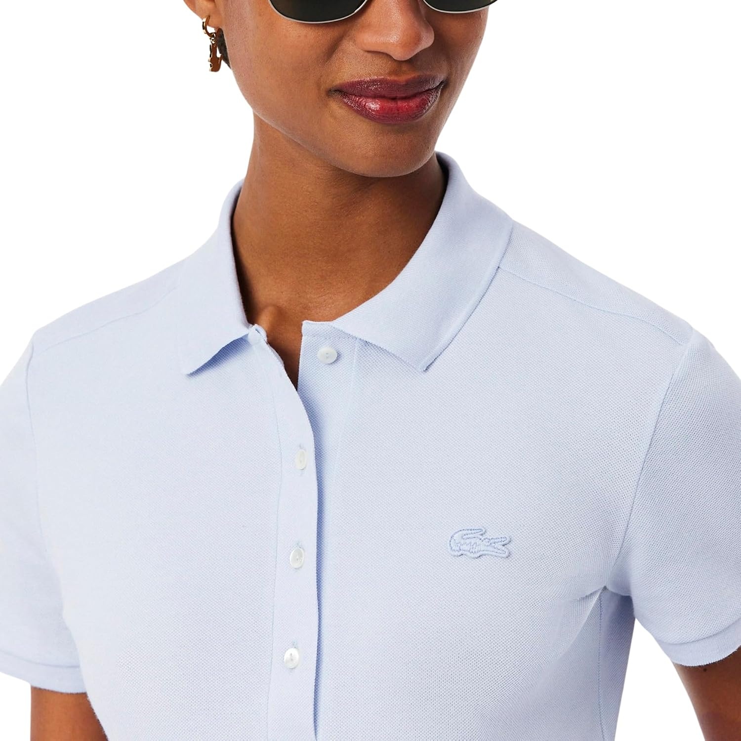 image:imageLacoste Womens Short Sleeve Slim Fit Stretch Pique Polo ShirtPhoenix Blue