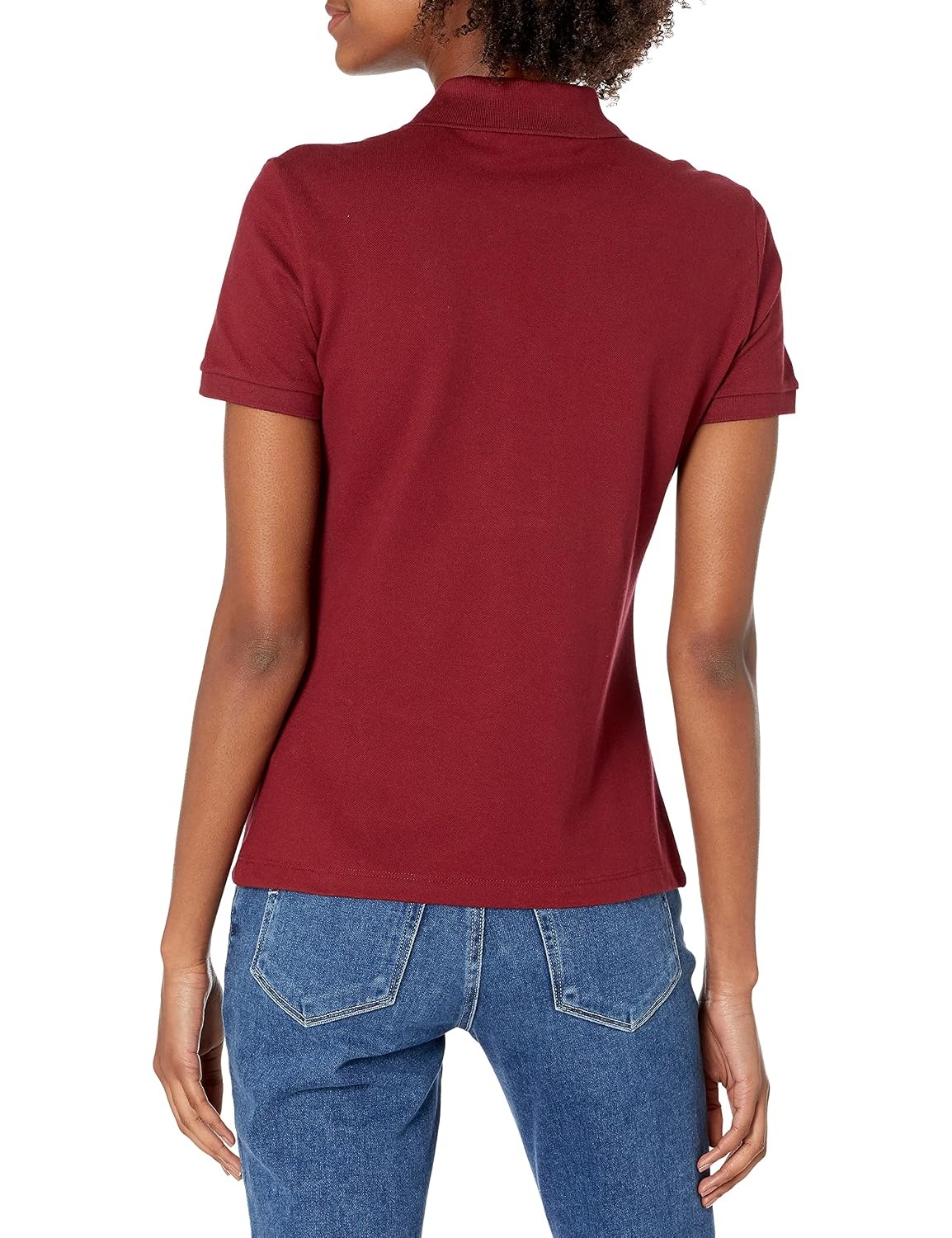 image:imageLacoste Womens Short Sleeve Slim Fit Stretch Pique Polo ShirtPinot Red