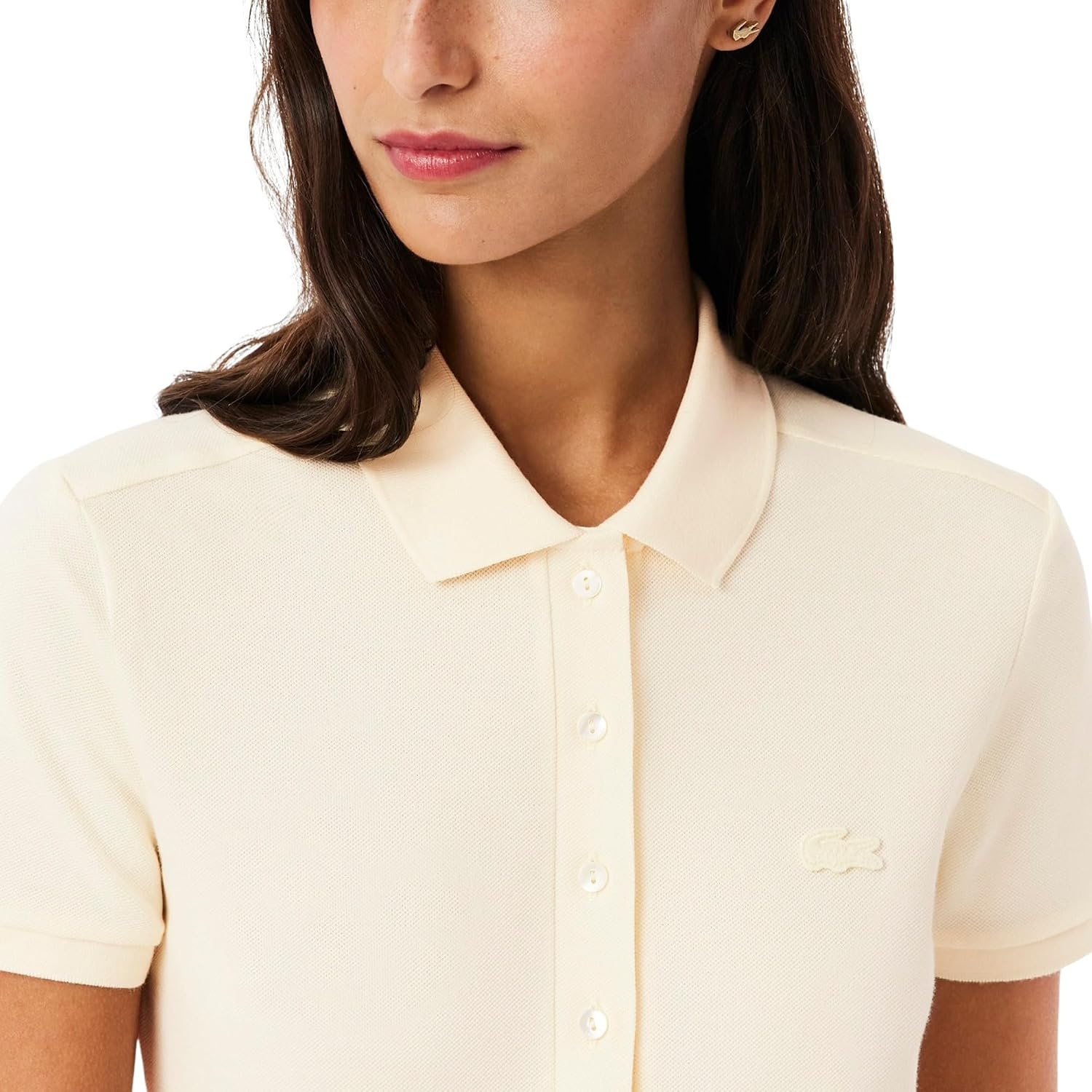 image:imageLacoste Womens Short Sleeve Slim Fit Stretch Pique Polo ShirtPowder