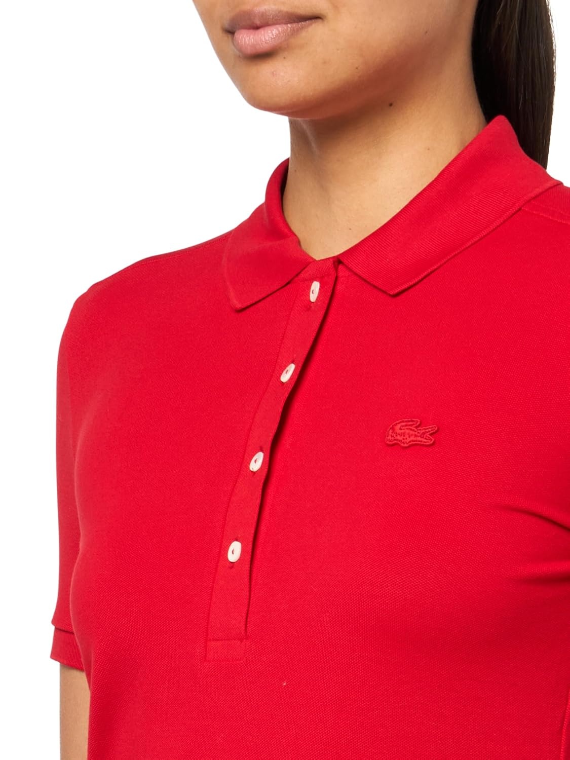 image:imageLacoste Womens Short Sleeve Slim Fit Stretch Pique Polo ShirtRed