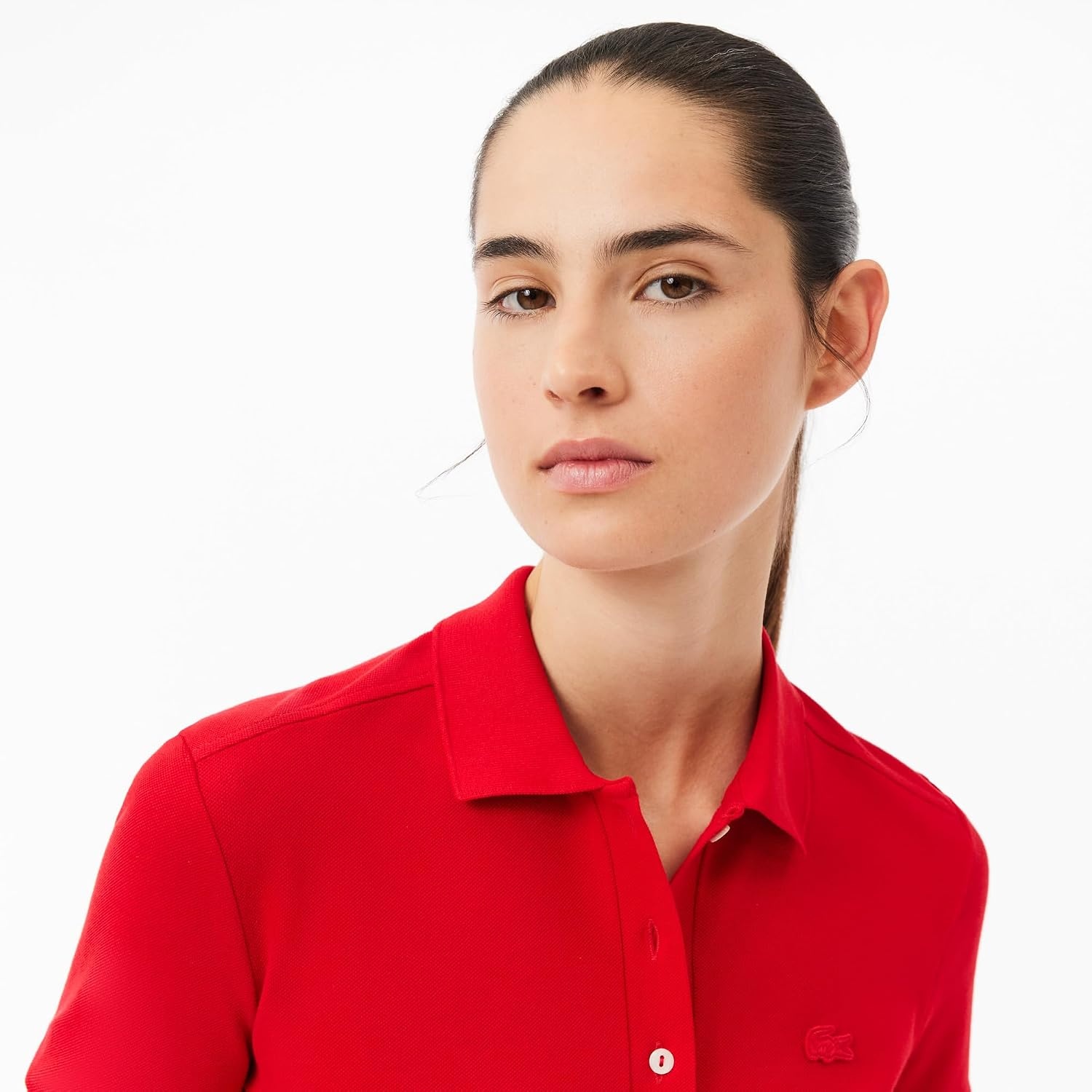 image:imageLacoste Womens Short Sleeve Slim Fit Stretch Pique Polo ShirtRed