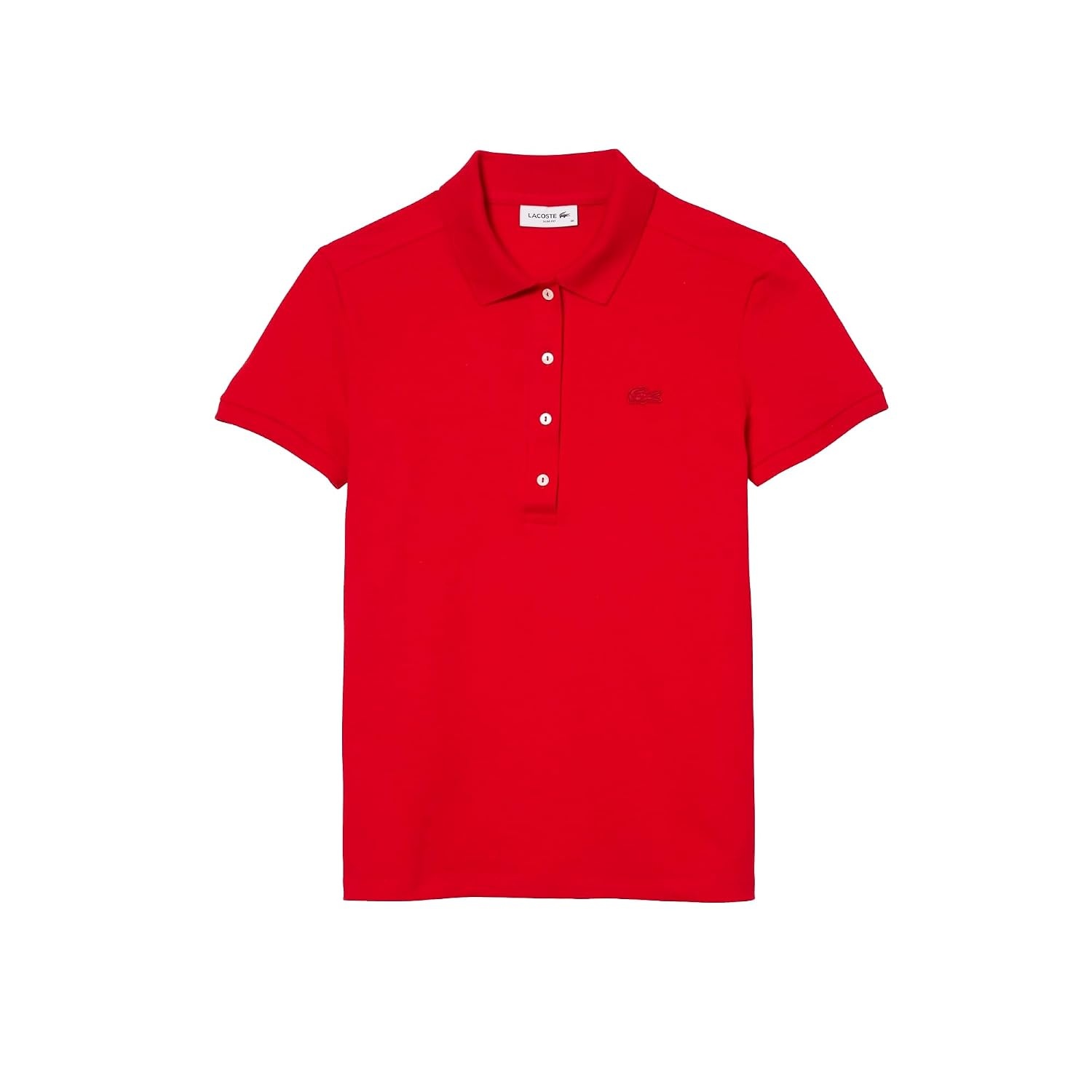 image:imageLacoste Womens Short Sleeve Slim Fit Stretch Pique Polo ShirtRed