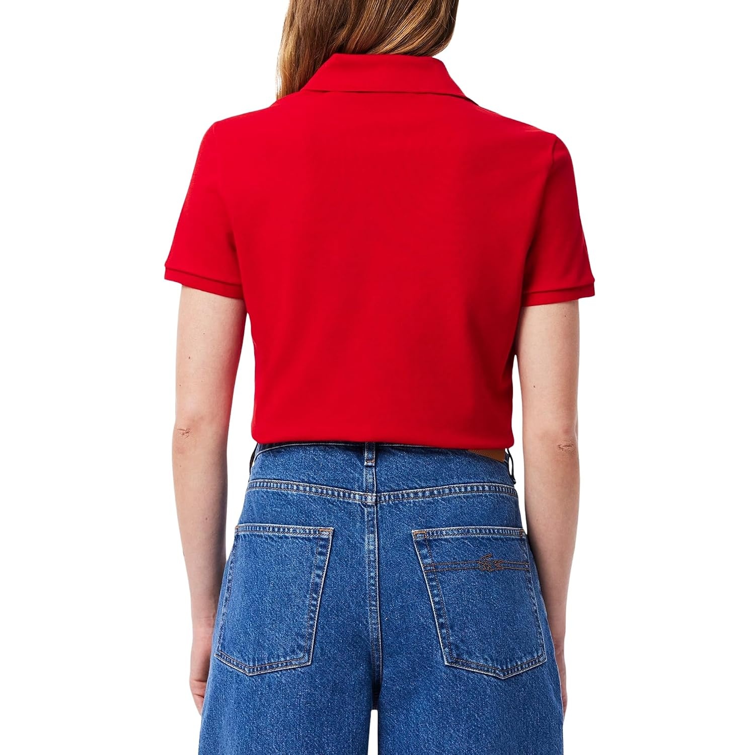 image:imageLacoste Womens Short Sleeve Slim Fit Stretch Pique Polo ShirtRed