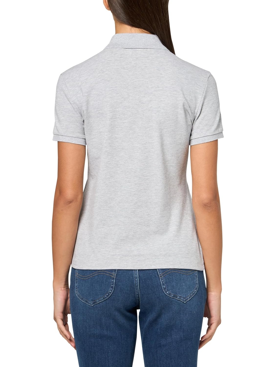 image:imageLacoste Womens Short Sleeve Slim Fit Stretch Pique Polo ShirtSilver Grey Chine