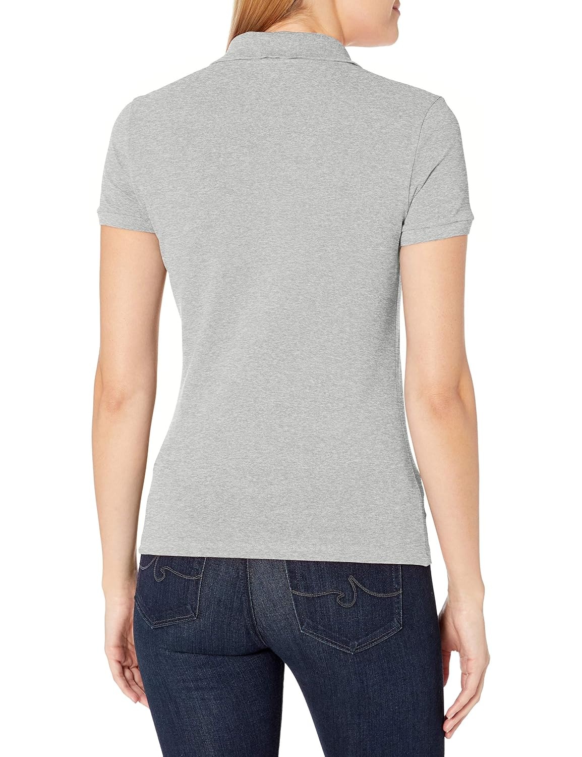 image:imageLacoste Womens Short Sleeve Slim Fit Stretch Pique Polo ShirtSilver Grey Chine