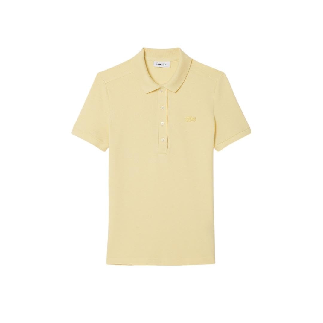 image:imageLacoste Womens Short Sleeve Slim Fit Stretch Pique Polo ShirtSoft Yellow