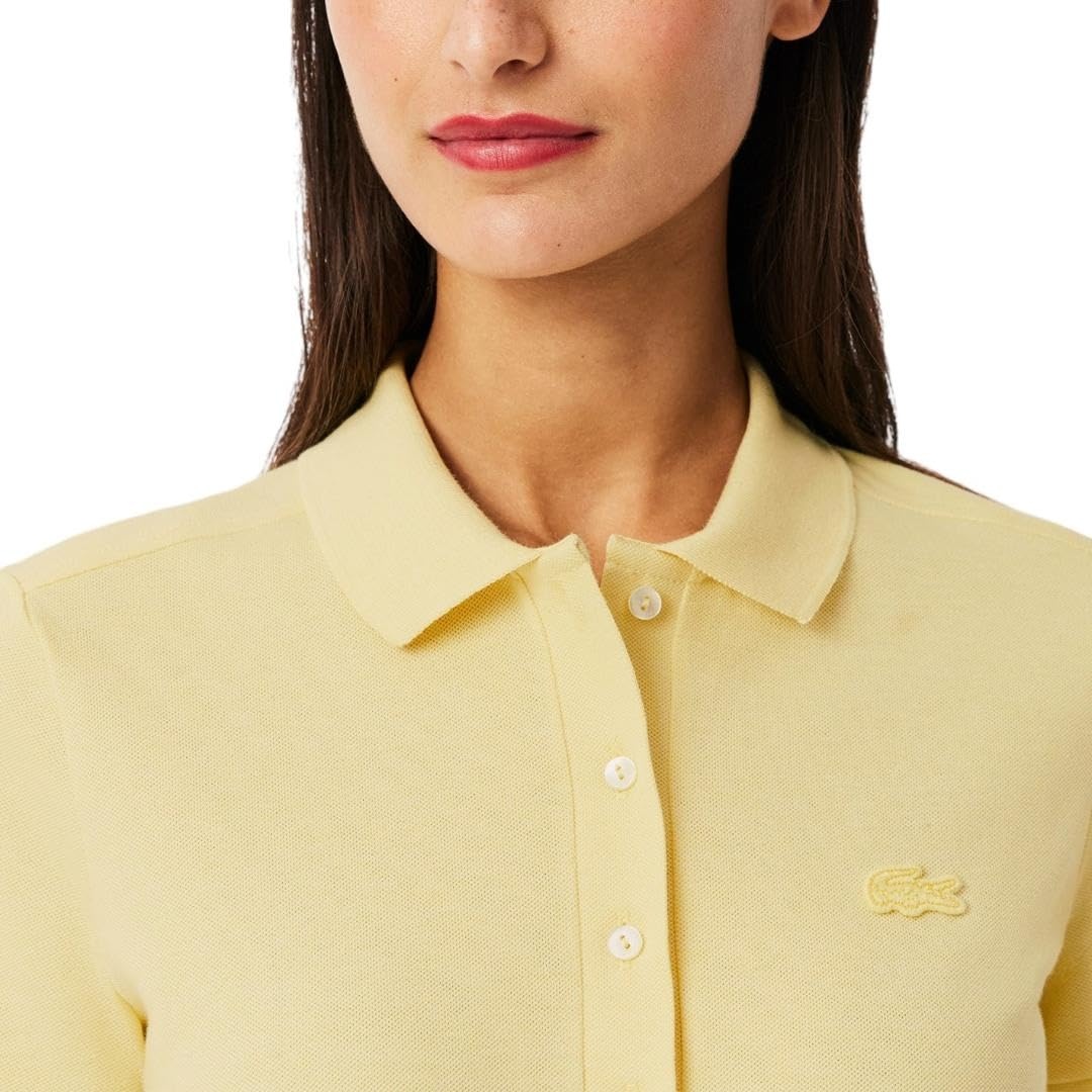 image:imageLacoste Womens Short Sleeve Slim Fit Stretch Pique Polo ShirtSoft Yellow