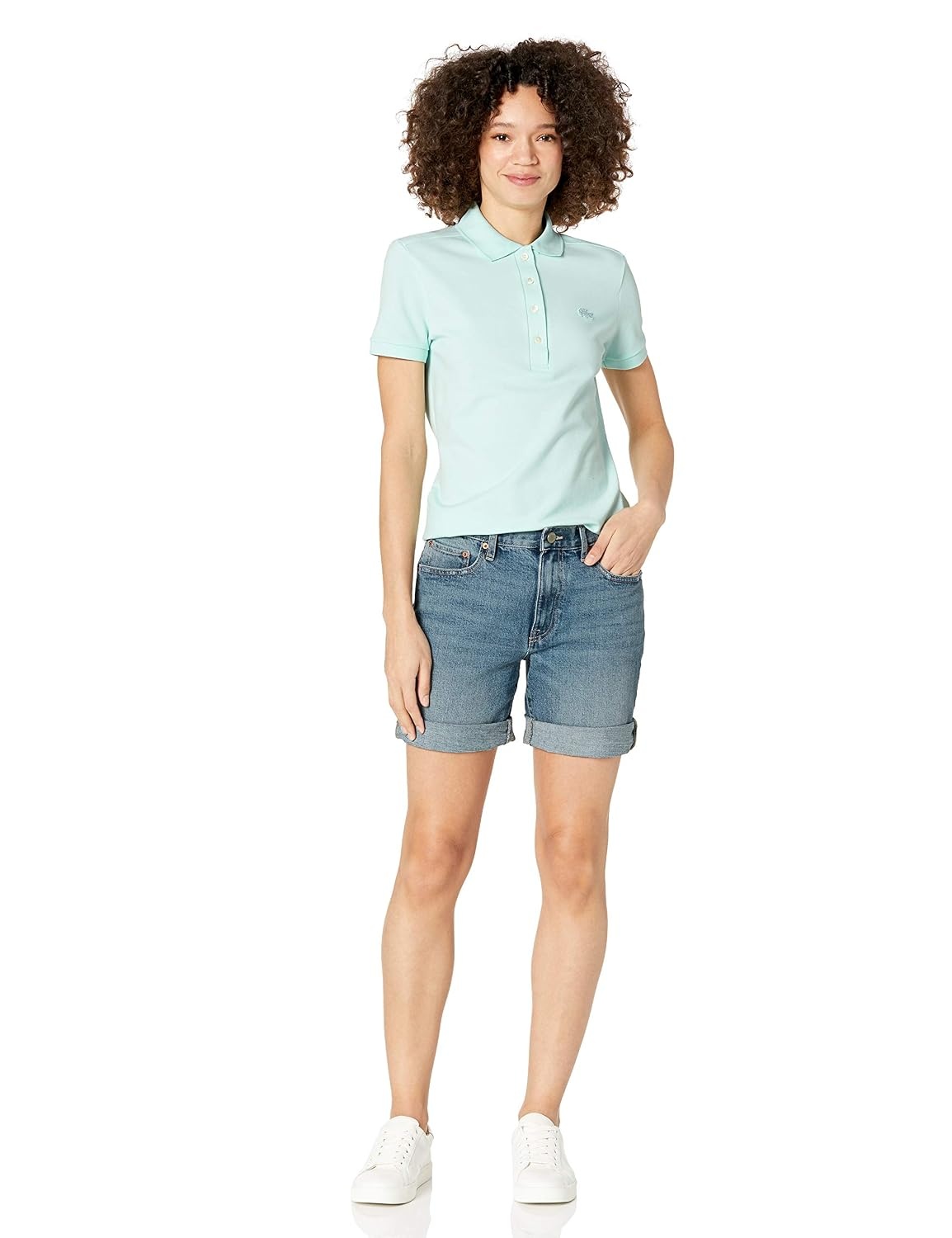 image:imageLacoste Womens Short Sleeve Slim Fit Stretch Pique Polo ShirtSyringa Mint
