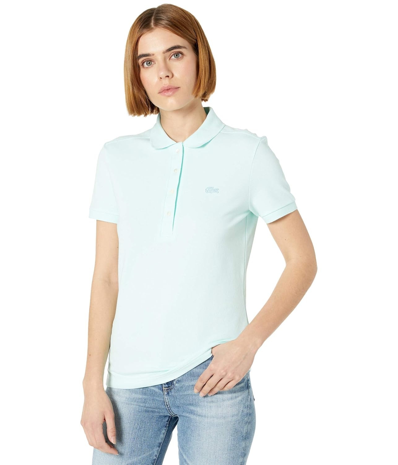 image:imageLacoste Womens Short Sleeve Slim Fit Stretch Pique Polo ShirtSyringa Mint