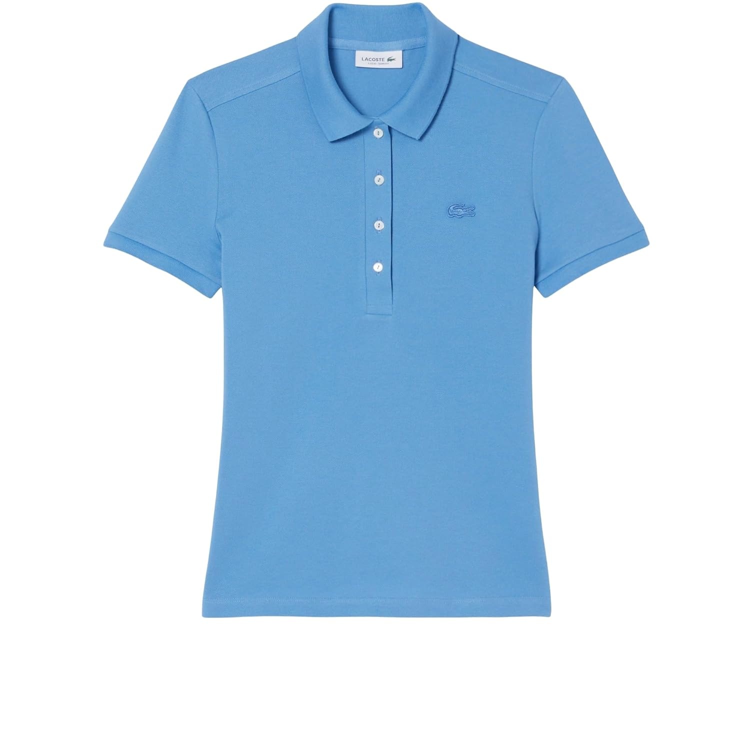 image:imageLacoste Womens Short Sleeve Slim Fit Stretch Pique Polo ShirtTurquin Blue