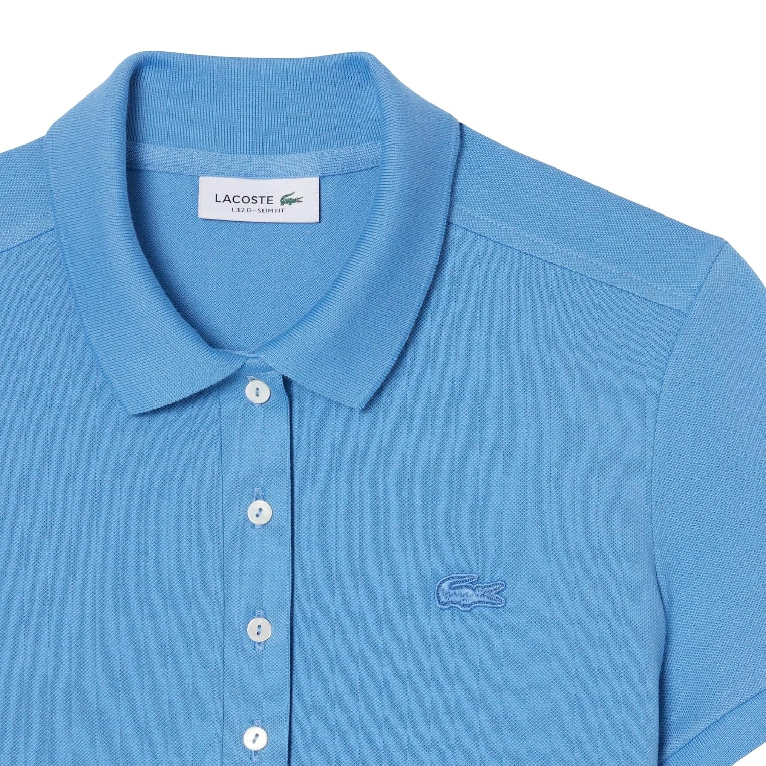 image:imageLacoste Womens Short Sleeve Slim Fit Stretch Pique Polo ShirtTurquin Blue