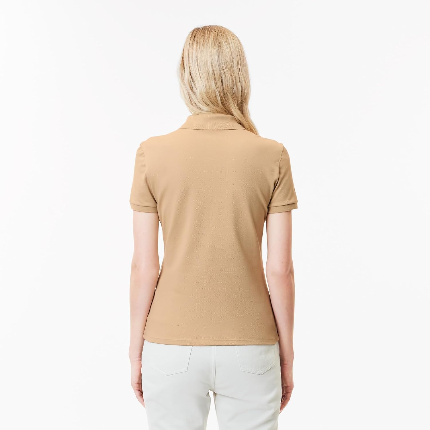 image:imageLacoste Womens Short Sleeve Slim Fit Stretch Pique Polo ShirtViennese Beige