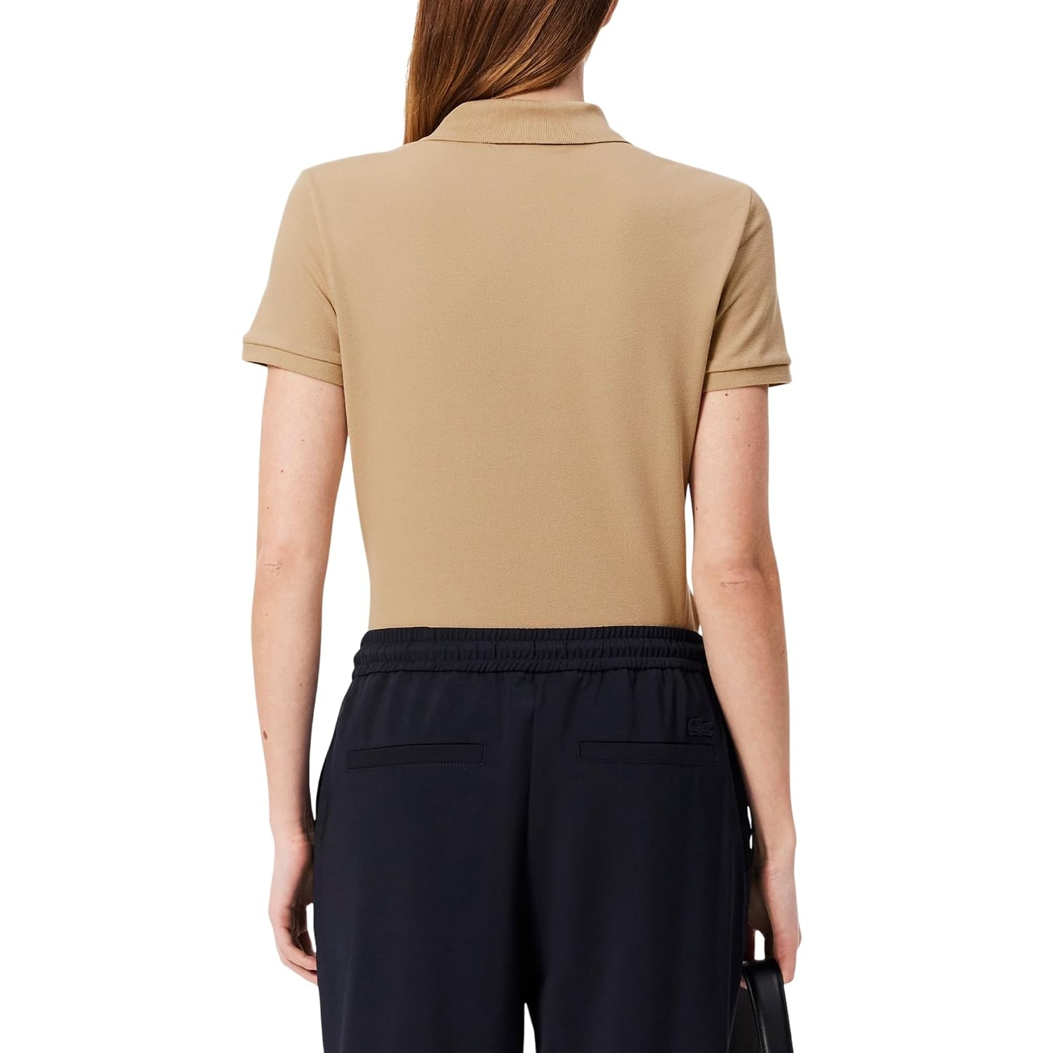 image:imageLacoste Womens Short Sleeve Slim Fit Stretch Pique Polo ShirtViennese Beige