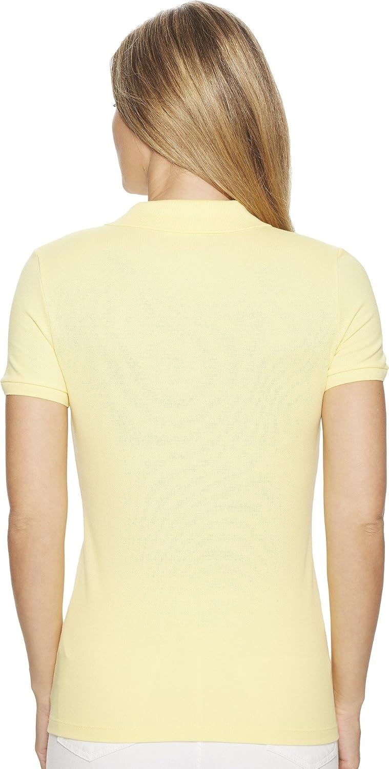 image:imageLacoste Womens Short Sleeve Slim Fit Stretch Pique Polo ShirtYellow