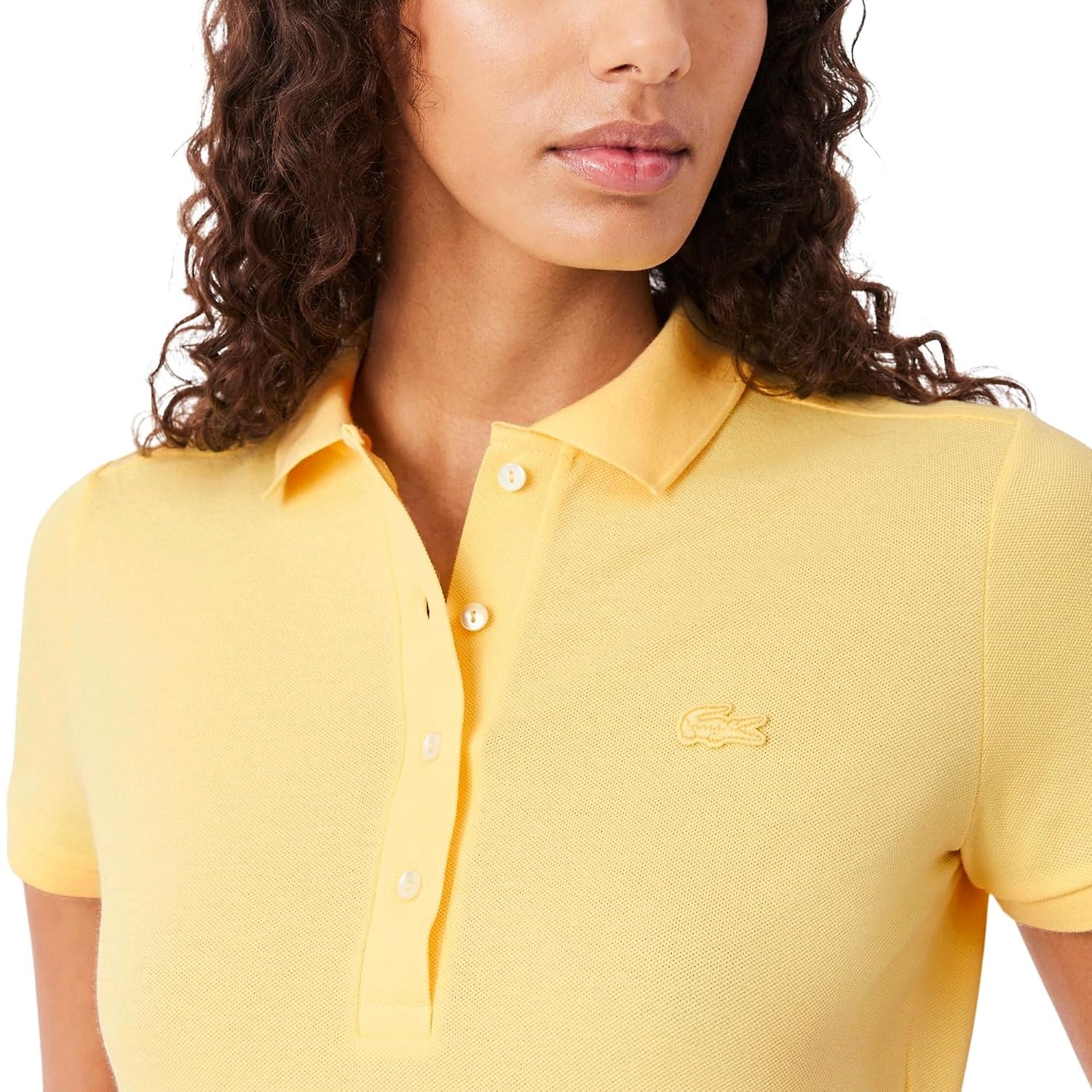 image:imageLacoste Womens Short Sleeve Slim Fit Stretch Pique Polo ShirtYellow