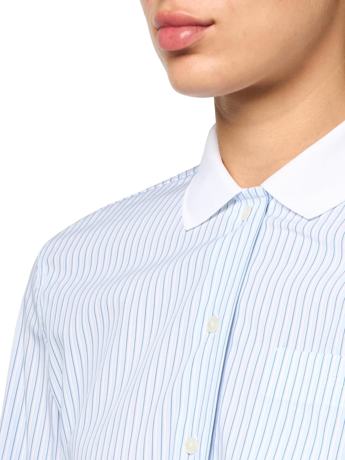 image:imageLacoste Womens Slim Fit Stretch Poplin ShirtGypsy BlueWhite