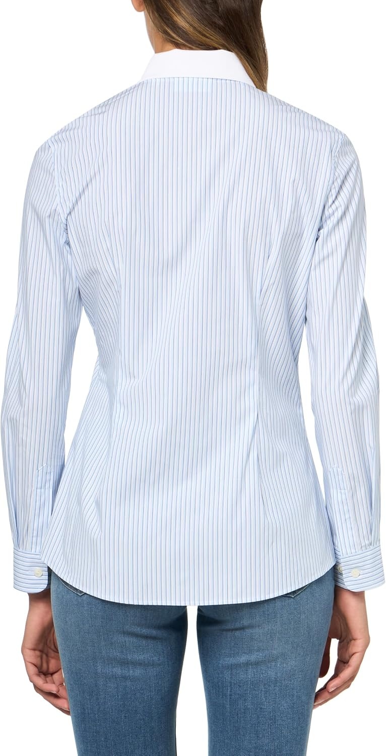 image:imageLacoste Womens Slim Fit Stretch Poplin ShirtGypsy BlueWhite