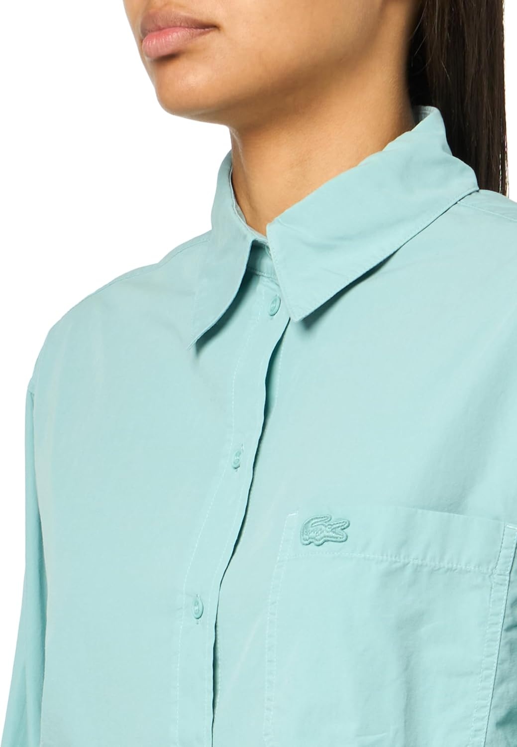 image:imageLacoste Womens Summer Pack Oversized Fit Long Sleeve Solid ShirtEco Blue