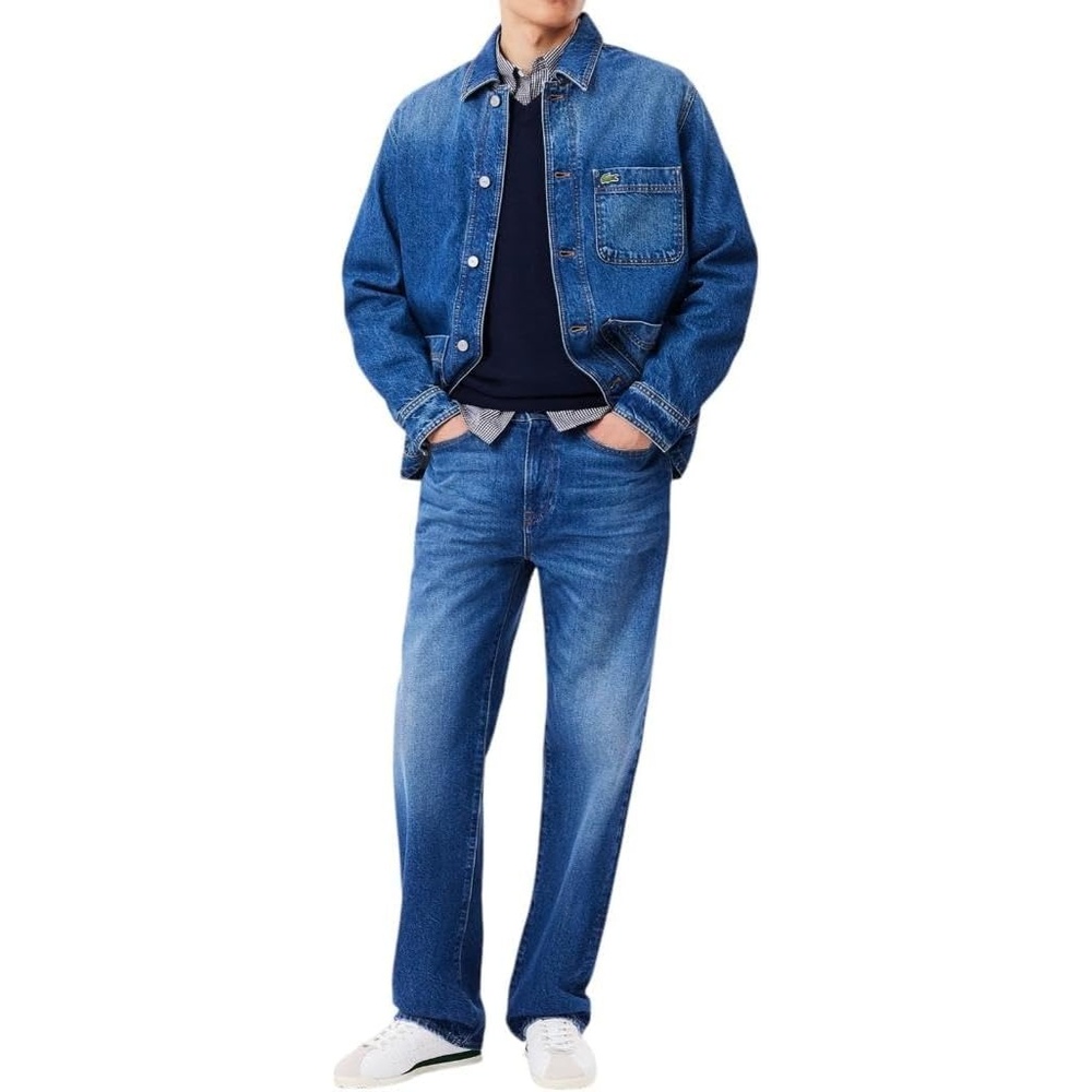 image:imageLacoste Mens 5 Pocket Straight Cut Indigo JeansWashed Deep Medium