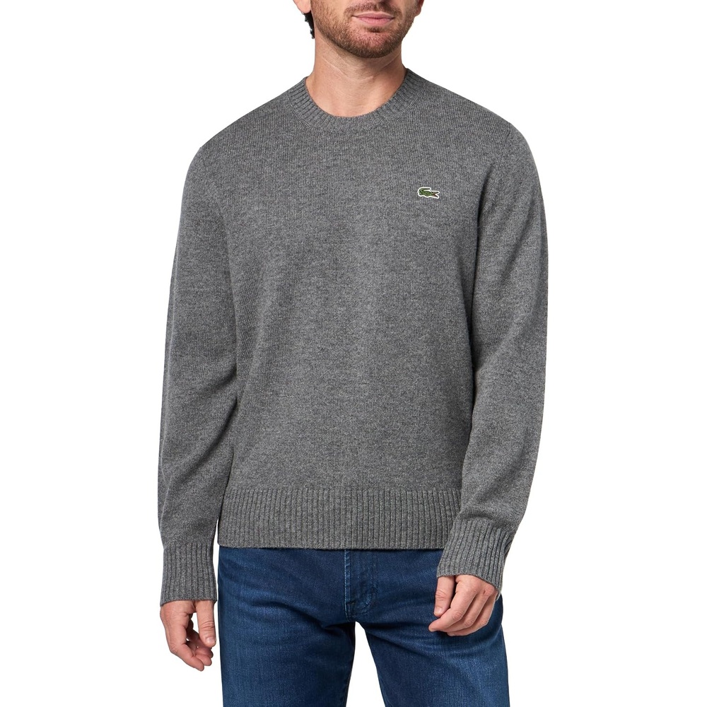 image:imageLacoste Mens Carded Wool Crew Neck SweaterPitch Chine