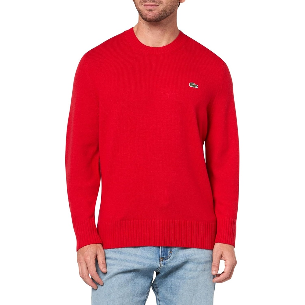 image:imageLacoste Mens Carded Wool Crew Neck SweaterRed
