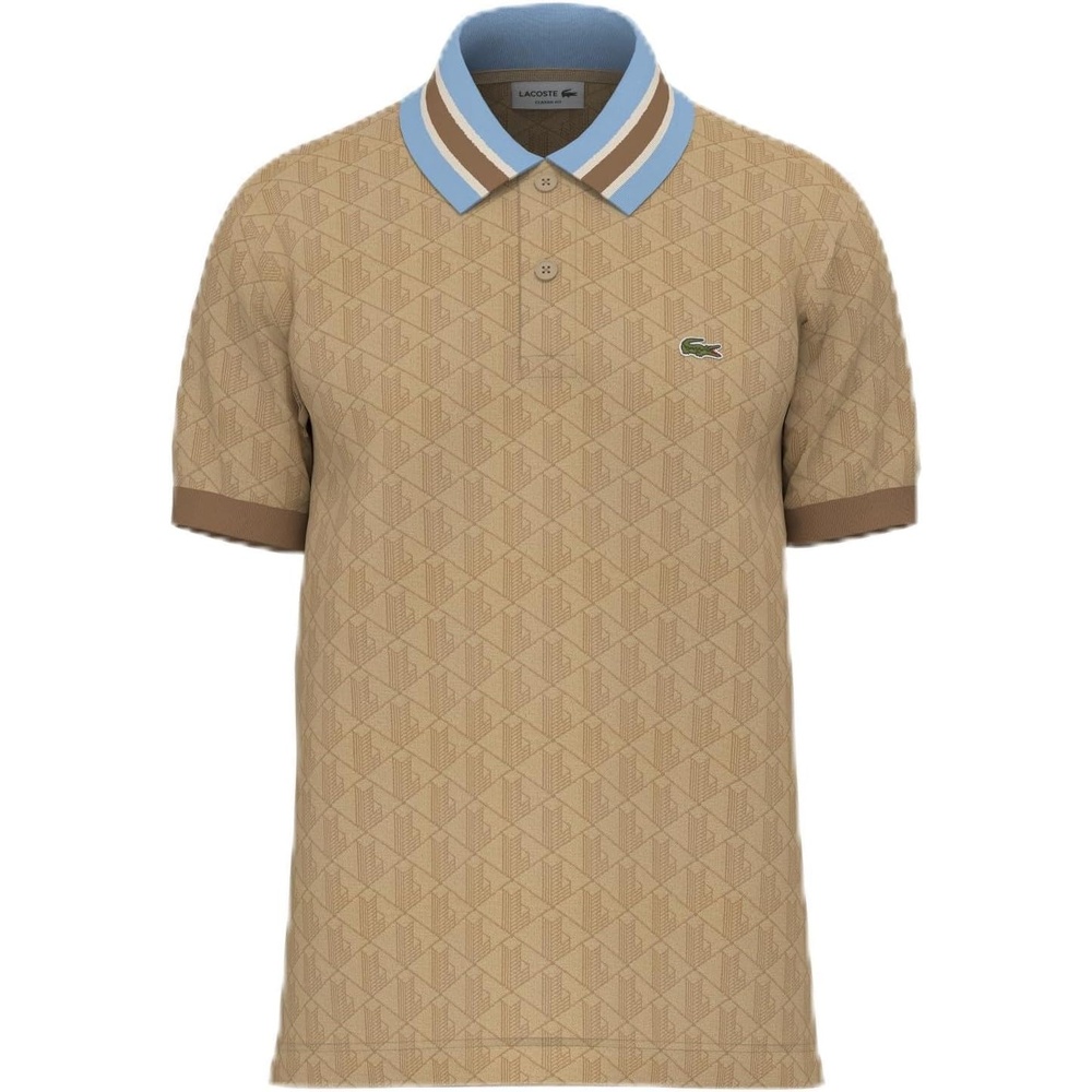 image:imageLacoste Mens Classic Fit Monogram Jacquard Polo ShirtCroissantCookie