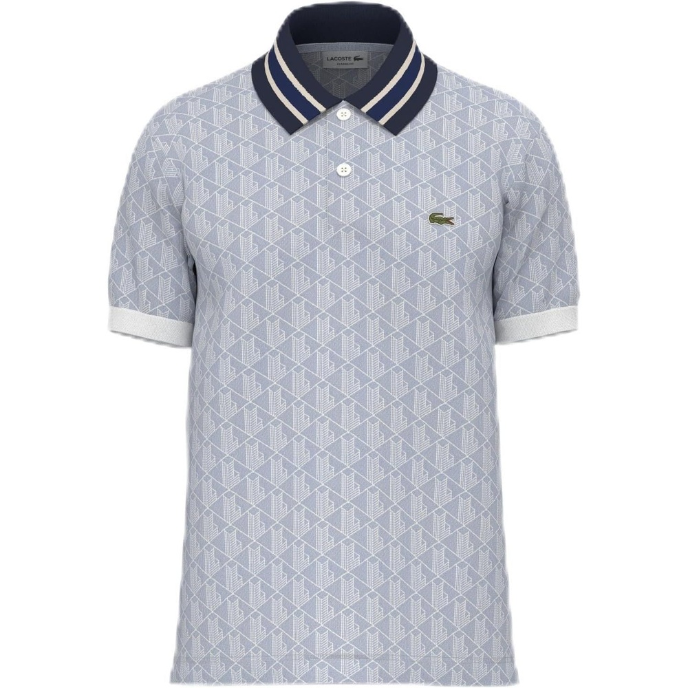 image:imageLacoste Mens Classic Fit Monogram Jacquard Polo ShirtPhoenix BlueFlour