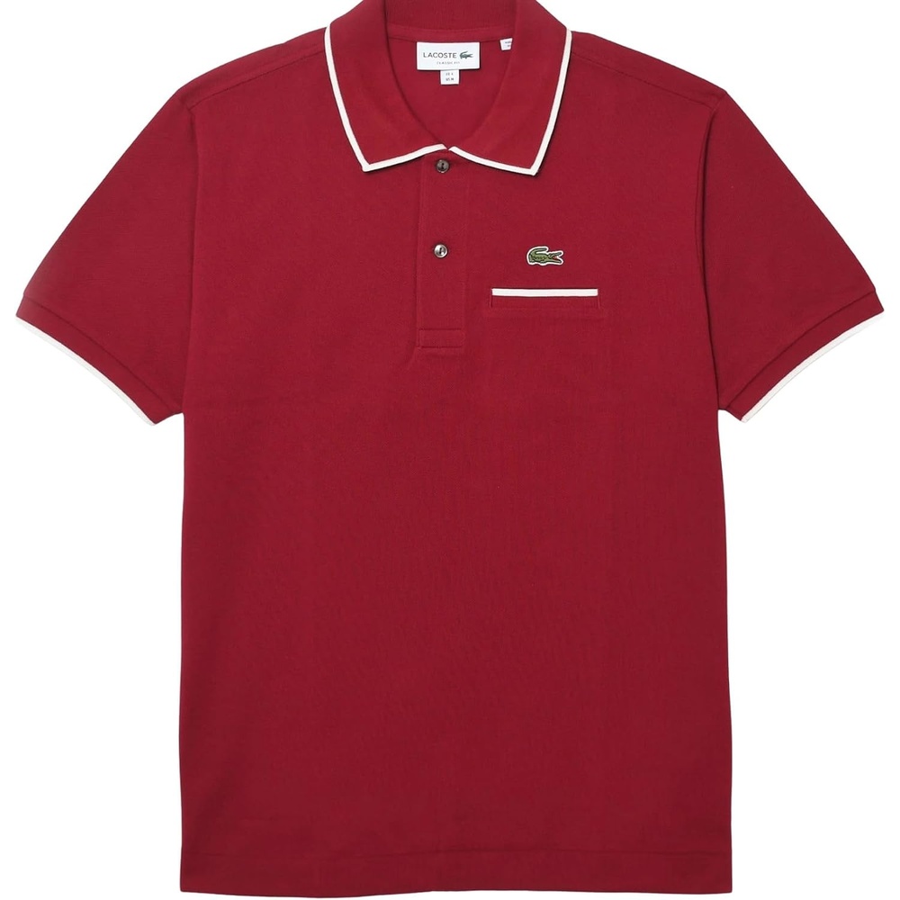 image:imageLacoste Mens Classic Fit Pocket Accent L1212 Polo ShirtBordeauxFlour