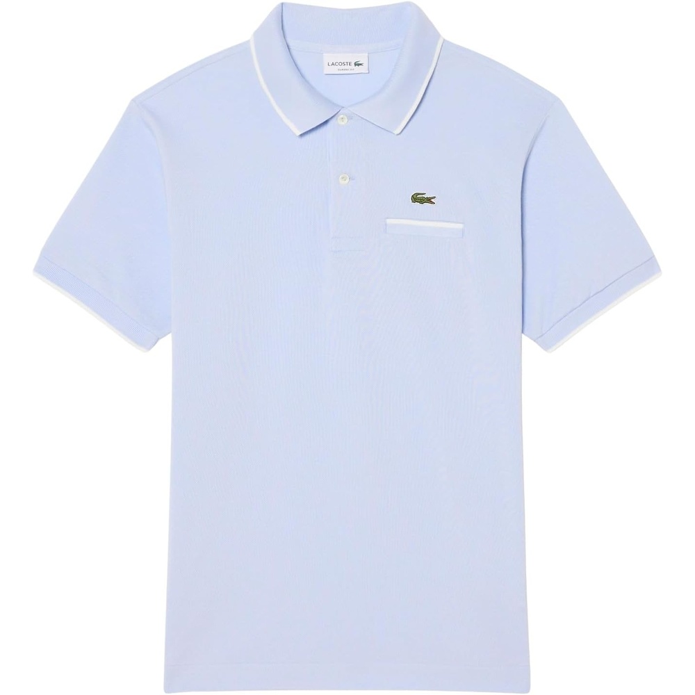 image:imageLacoste Mens Classic Fit Pocket Accent L1212 Polo ShirtPhoenix BlueFlour