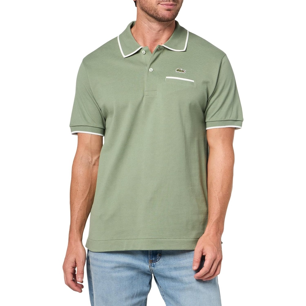 image:imageLacoste Mens Classic Fit Pocket Accent L1212 Polo ShirtThymeFlour
