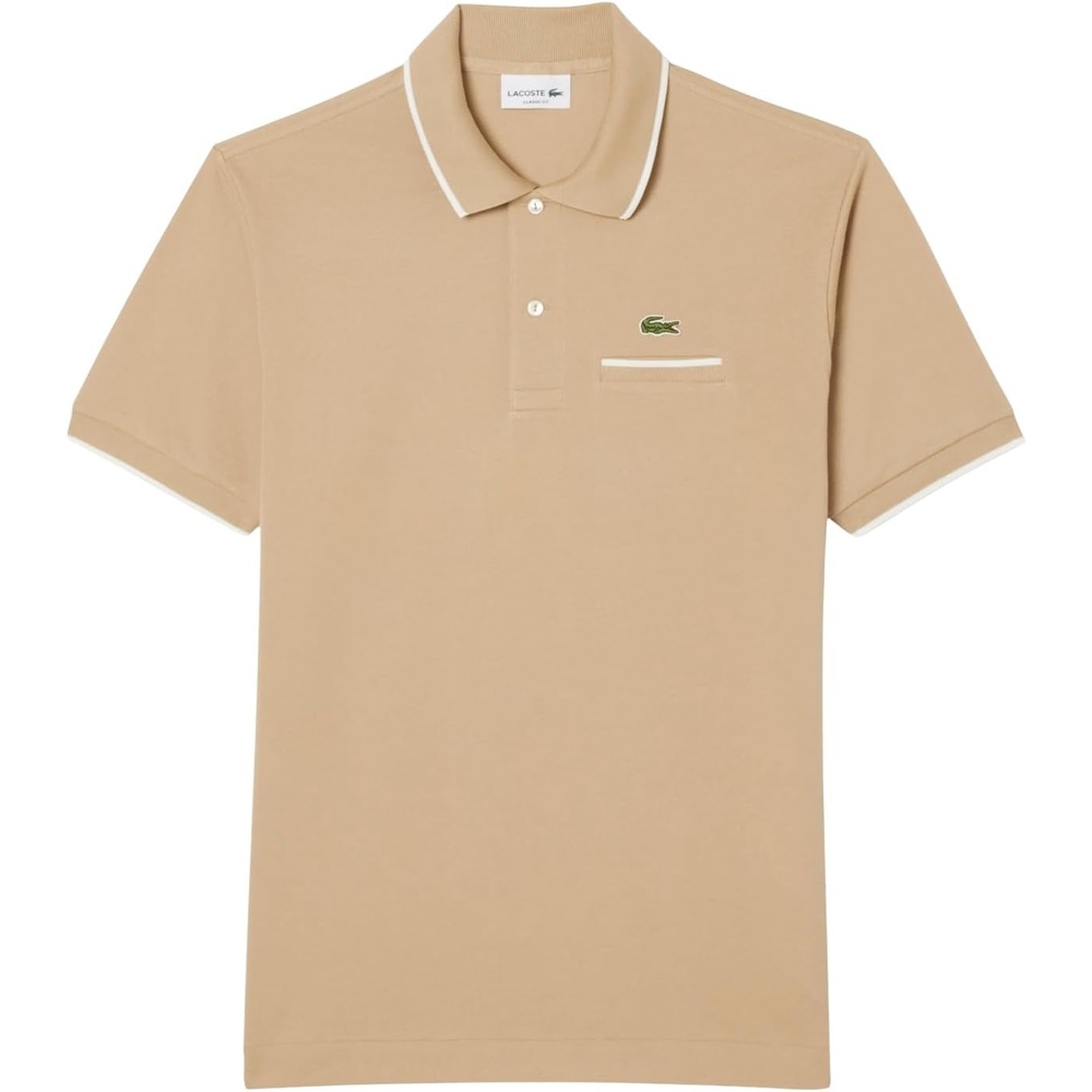 image:imageLacoste Mens Classic Fit Pocket Accent L1212 Polo ShirtVienneseFlour