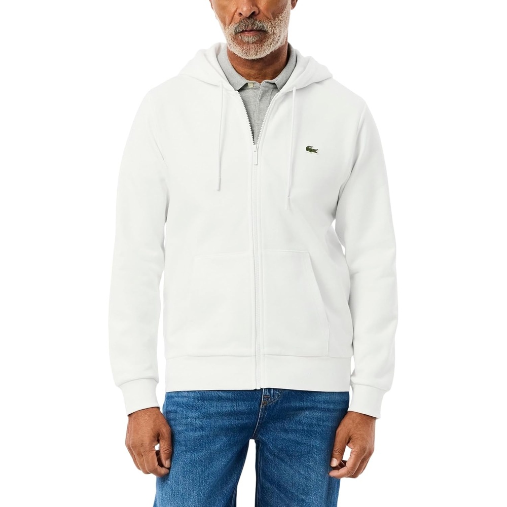 image:imageLacoste Mens Classic Fit Zipped Fleece SweatshirtWhite