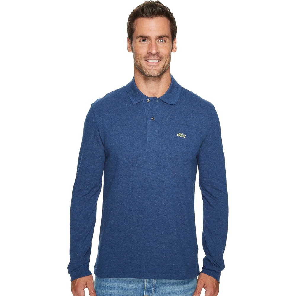 image:imageLacoste Mens Classic Long Sleeve Pique Polo ShirtAnchor Chine