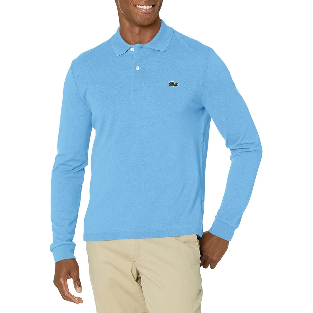 image:imageLacoste Mens Classic Long Sleeve Pique Polo ShirtArgentine Blue