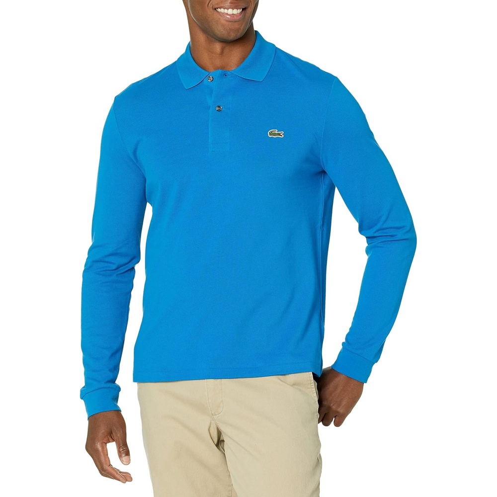 image:imageLacoste Mens Classic Long Sleeve Pique Polo ShirtAthens Blue